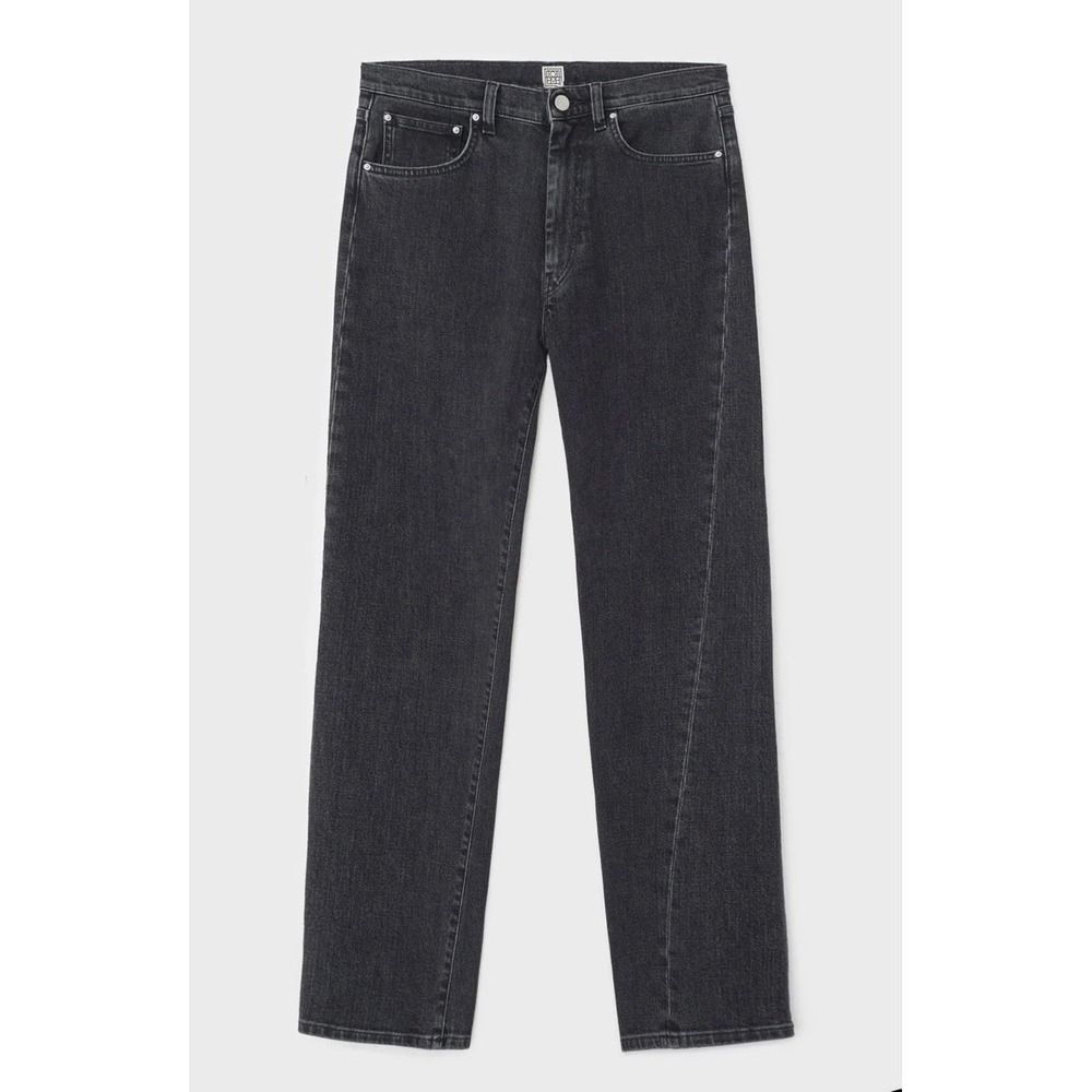 TOTEME Black Cotton TWISTED SEAM Denim 5-Pocket Cropped Straight Leg Jeans 30/32